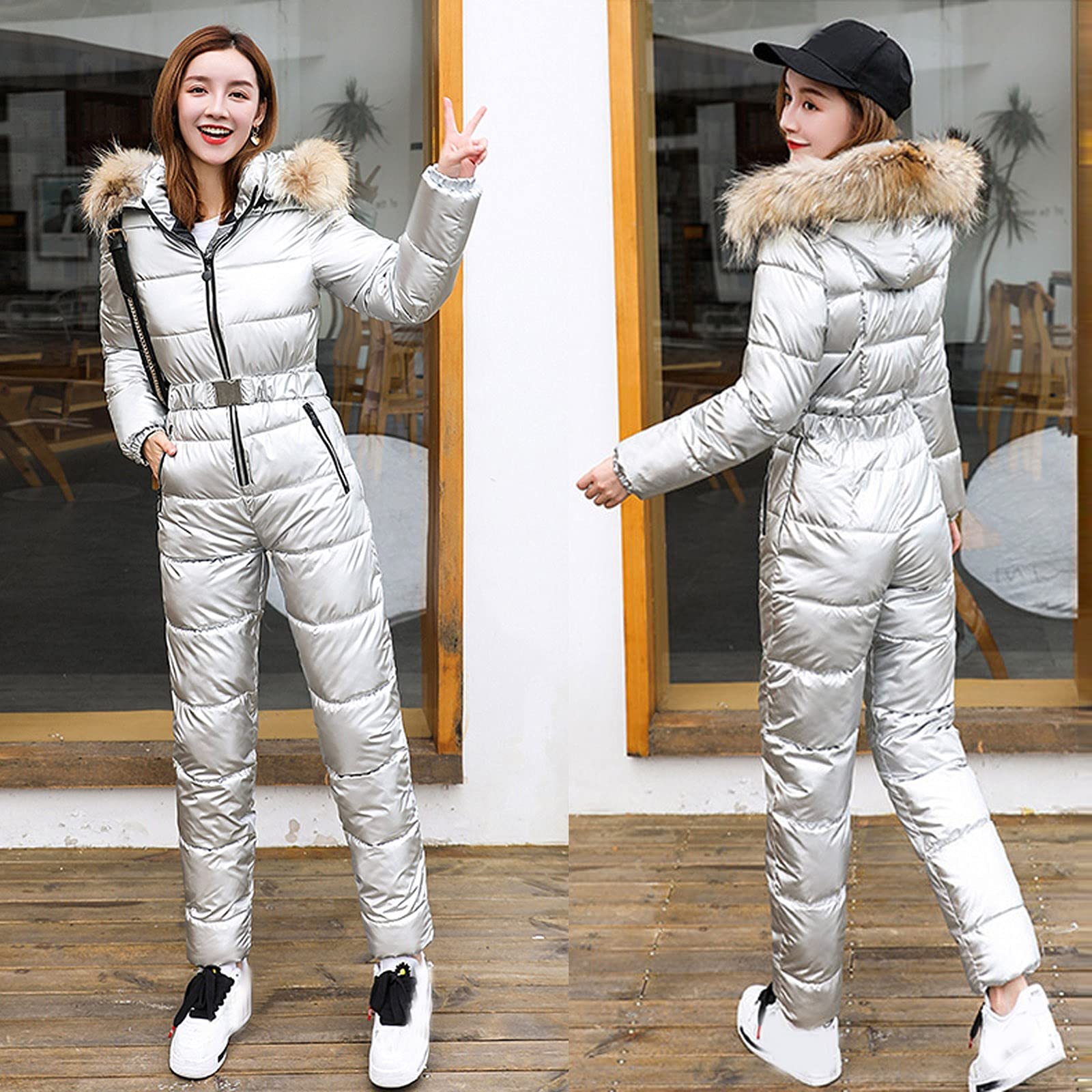 Sunnyuk Tuta Neve Donna Tuta Montagna Invernale Completo Curvy Termico Salopette da Neve da Sci Impermeabili Intera Elegante da Snowboard