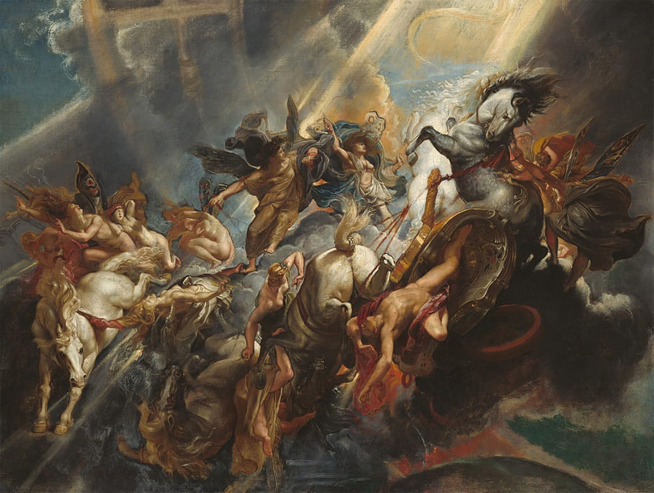 ARTXLXXBN Famous Painting Canvas Artwork Graffiti Print the Fall of Phaeton Probably Reworked by Peter Paul Rubens Portrait Canvas Image for Home Decor 60x90cm