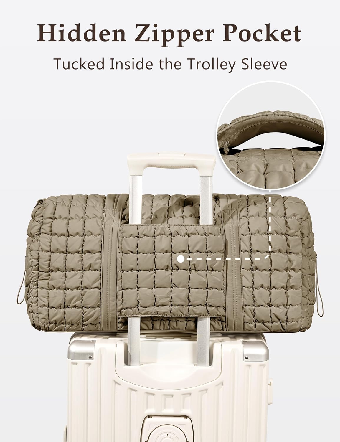 Quilted Travel Duffle Bag for Women Medium Weekender Bag Puffer Overnight Bag Large Soft Puffy Duffel Bag Carry-On Gym Bag Lightweight Personal Item Travel Bag for Trips Business Sport Airplane - Image 5