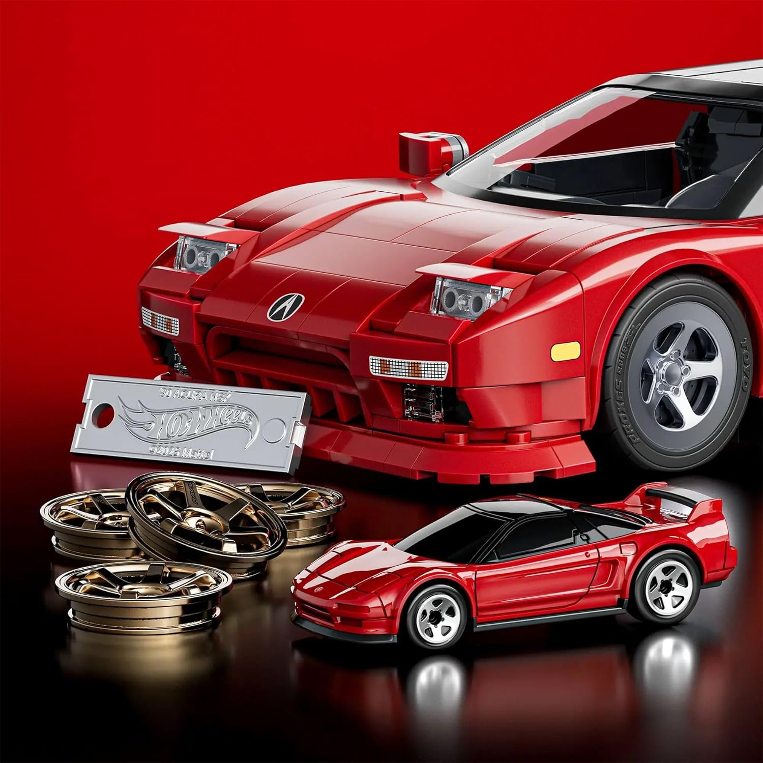 Hot Wheels 1/16 Honda Acura NSX 1990 Building Kit, 876 Pieces, Includes 1/64 Mini Car, Hot Wheels Mattel