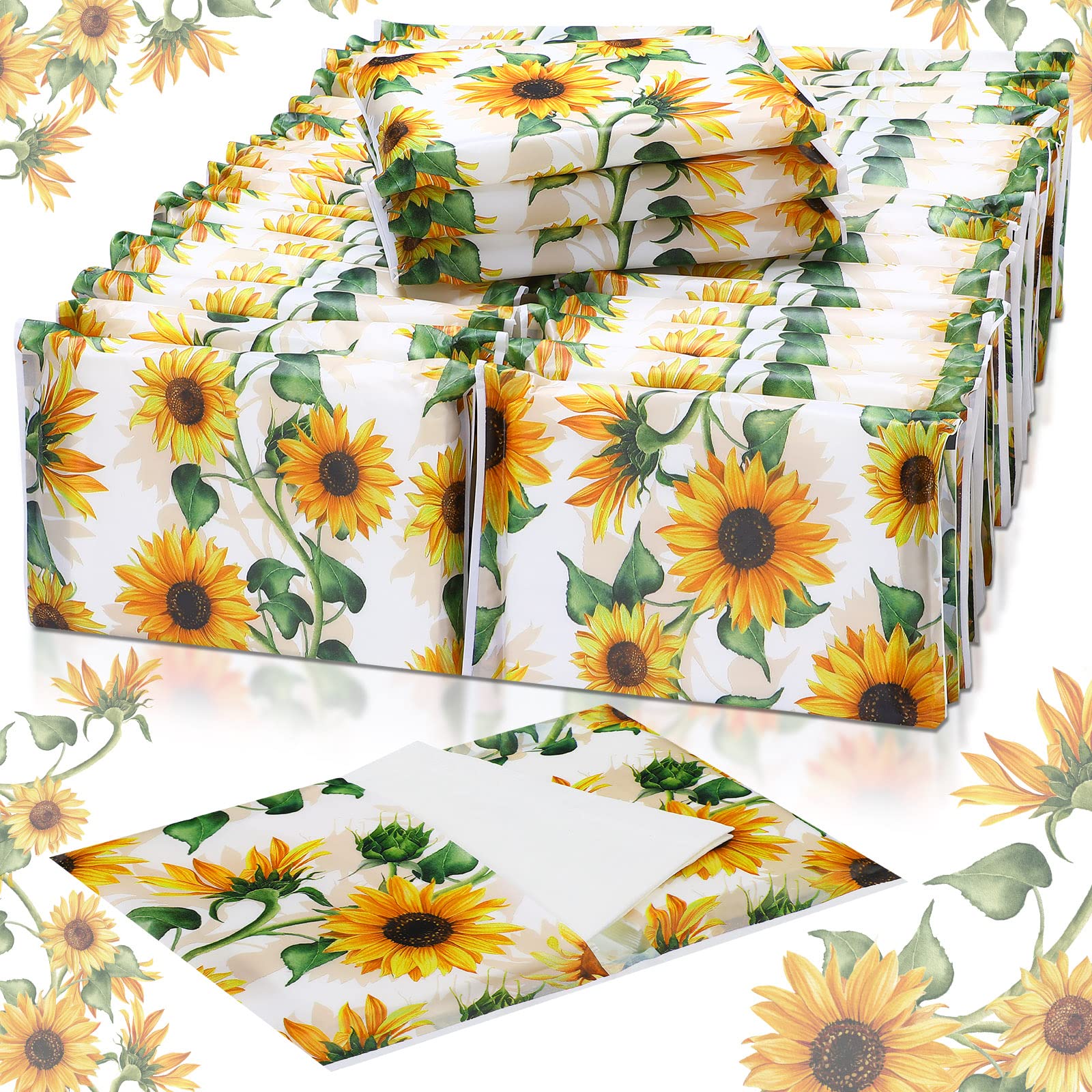 PerKoop 1000 hojas de pañuelos faciales desechables delgados de 3 capas de papel higiénico de viaje de bolsillo para bolso de invitados, cartera, escuela, fiesta en casa, paquete de 100 (girasol)