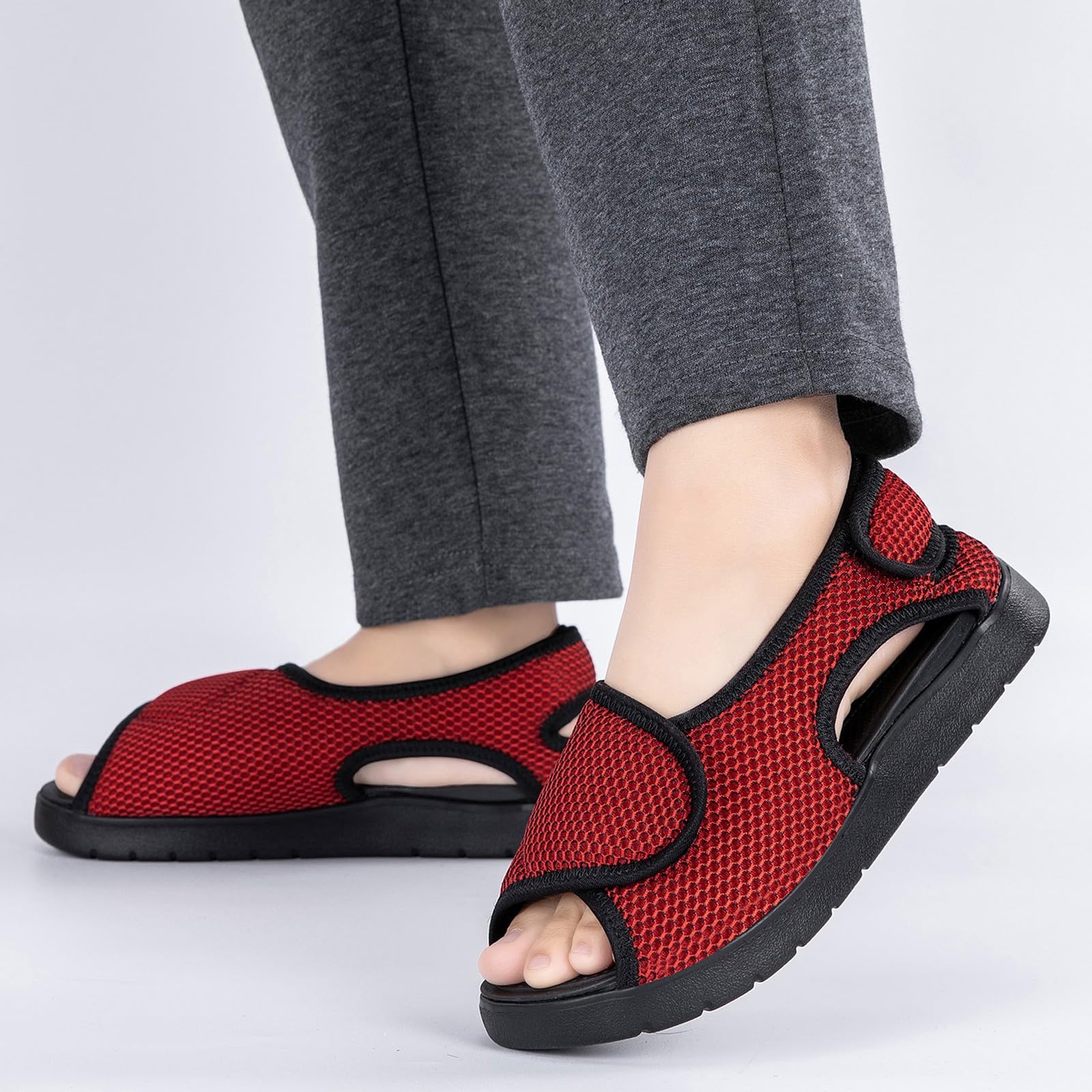 Gaatpot Sandali per Diabetici Donna Scarpe Ortopediche Uomo Larghi a Strappo Sandali Riabilitativi Regolabili Apertura per Piedi Gonfi