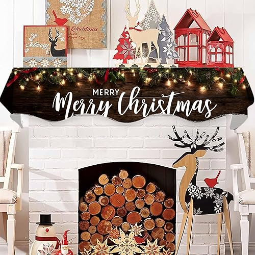 Miniatura 5 de Bufanda de mantel de Navidad de 70 x 17 pulgadas, cubierta de mantel para chimenea, bufanda, estantes, bufanda, decoración de día festivo para