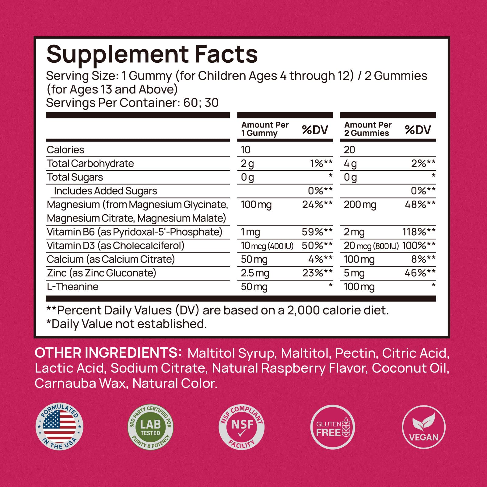 Magnesium Glycinate Gummies for Kids & Adults Melatonin Free Calm Magnesium Gummies with Citrate, Malate, B6, D3, Calcium & L-Theanine for Sleep Relaxation, Bone & Muscle Magnesium for Kids 2 Packs — Amazon image 6