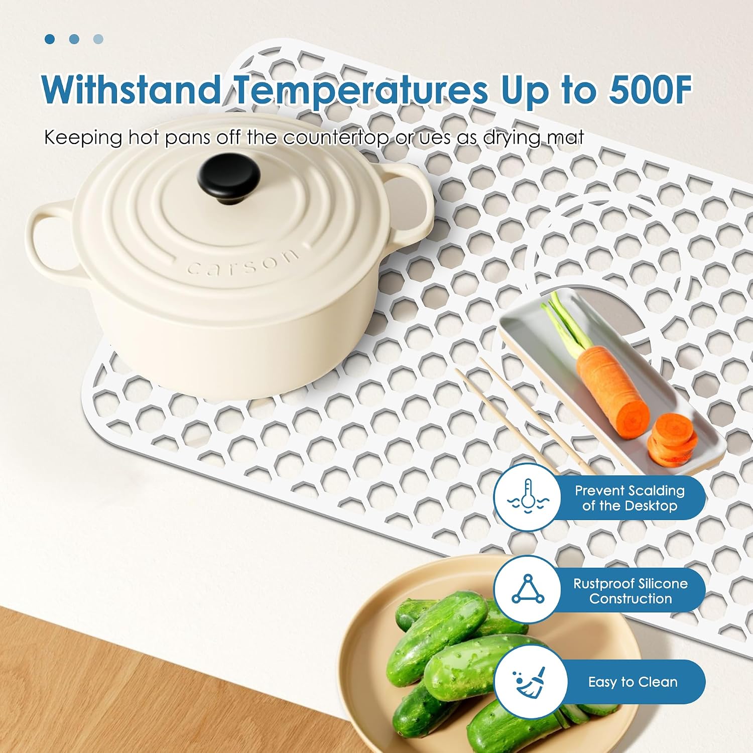 Flytime Silicone Sink Protectors for Kitchen Sink , 26"x 14" Kitchen Grid Accessory, Non-Slip Heat-Resistant Mat for Bottom of Farmhouse Porcelain Stainless Steel