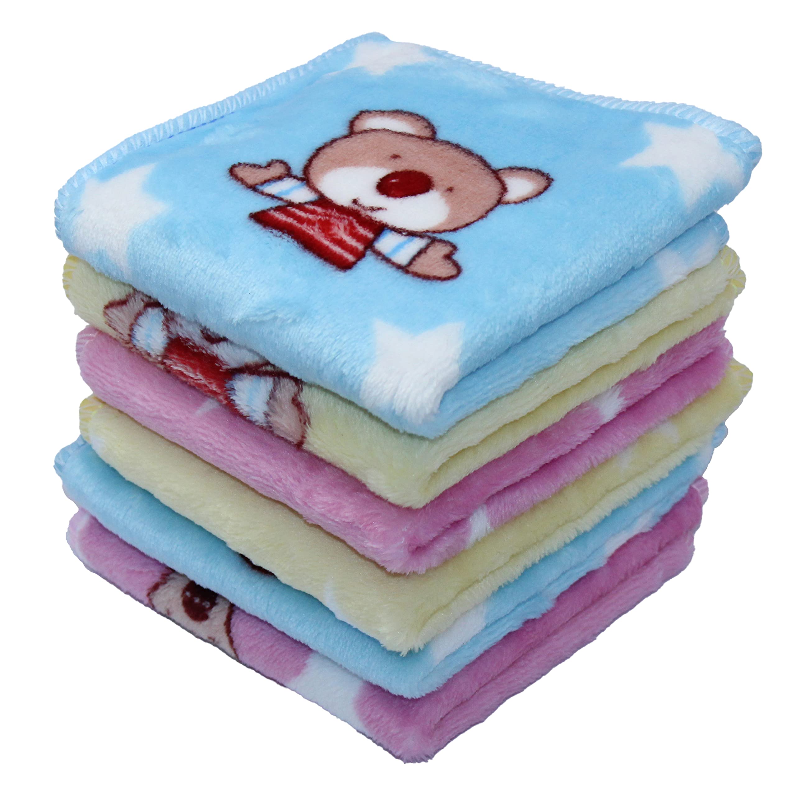 Khillayox Microfiber Small Size Face Towel/Handkerchief - 400 GSM/Extra Soft and Super Absorbent Cartoon Print Face Towels for Women's, Kids and Newborn Babies Set of 24 Pcs