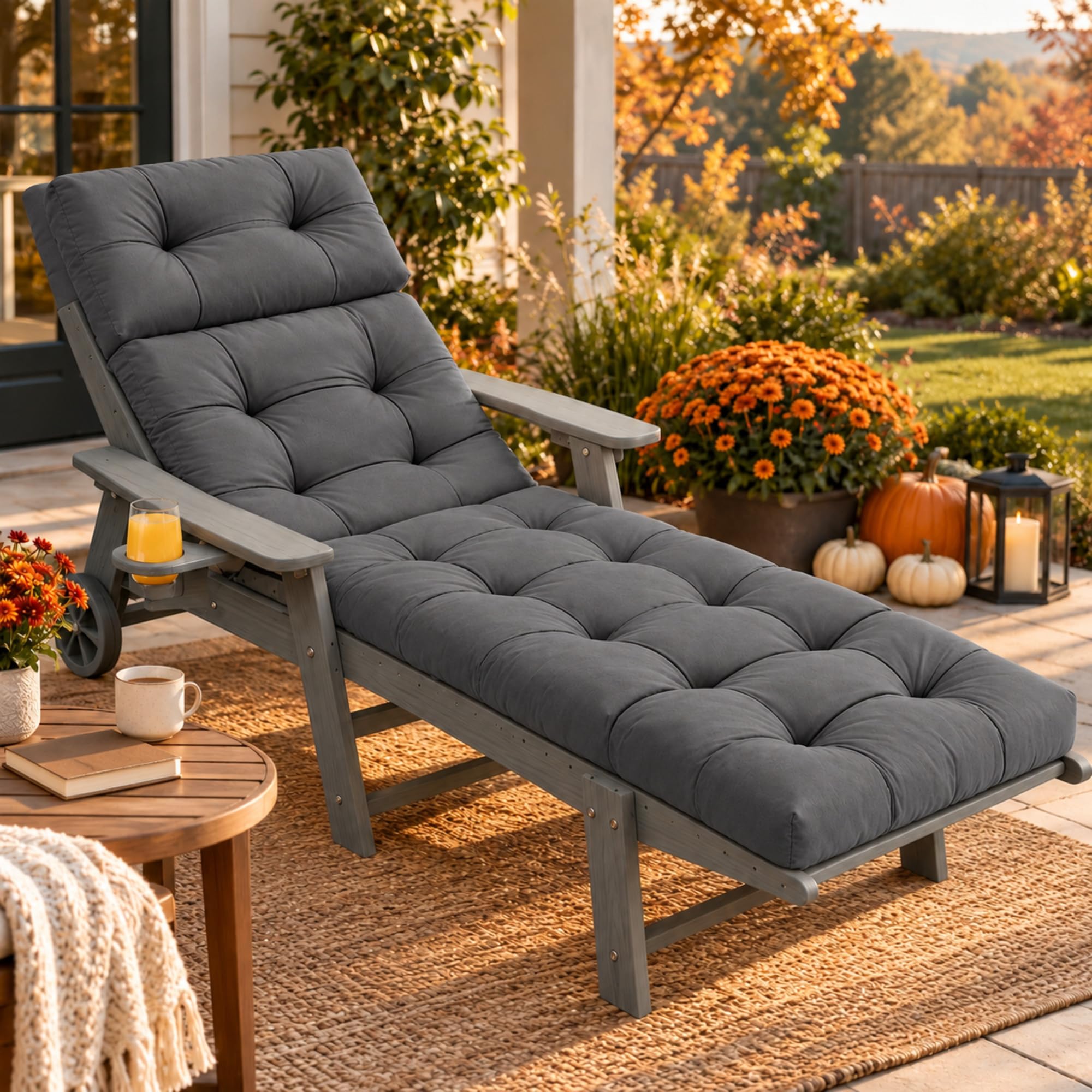 Chaise Lounge Cushion Outdoor, 74.4 x 22 x 4.7 Inch, Grey