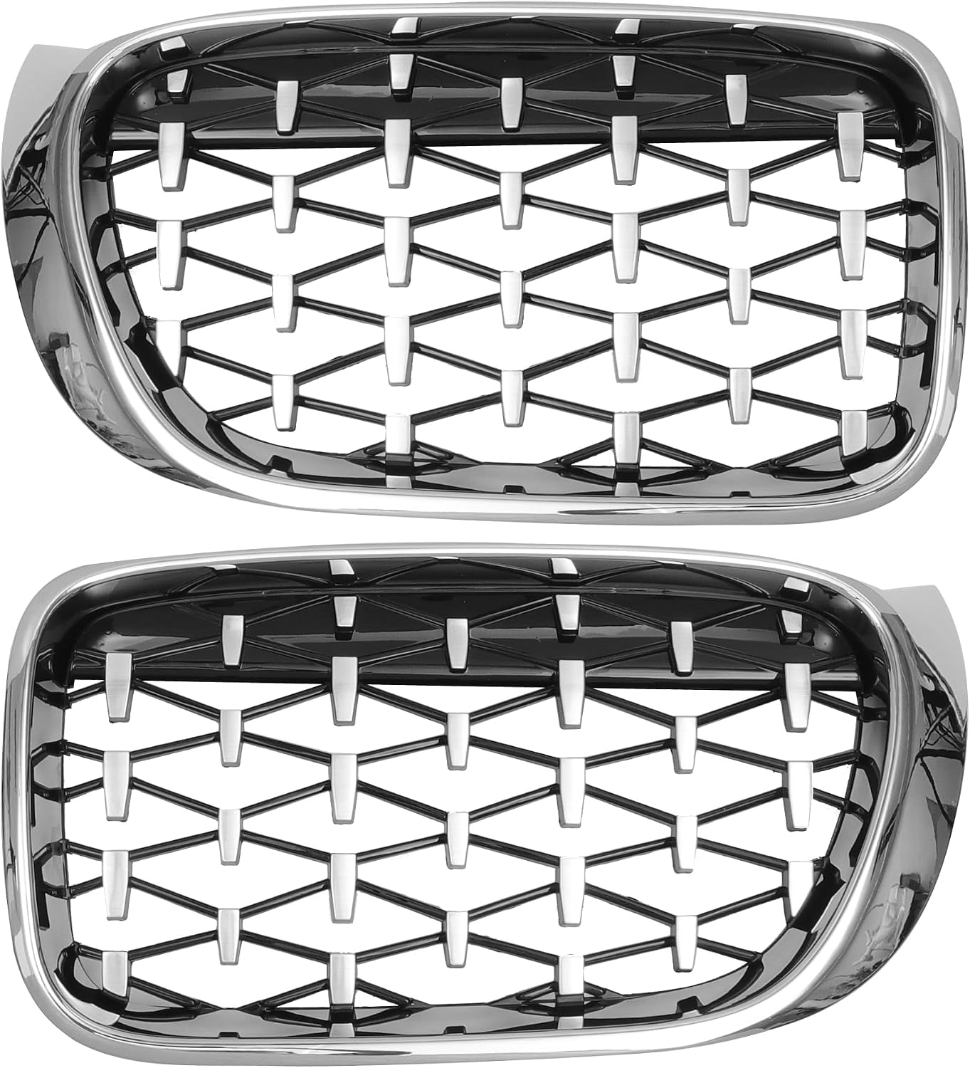 X AUTOHAUX No.51117338571/51117338572 Front Hood Bumper Grille Grill for BMW X3 F25 2014-2017 Front Bumper Kidney Grille Grill Diamond Star 1 Pair Silver Tone