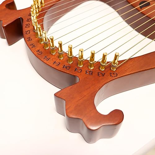 Miniatura 3 de 16 pines de afinación dorados con llave en forma de L, palanca de martillo de cuello de cisne y tela sin polvo, ampliamente para arpa de lira,