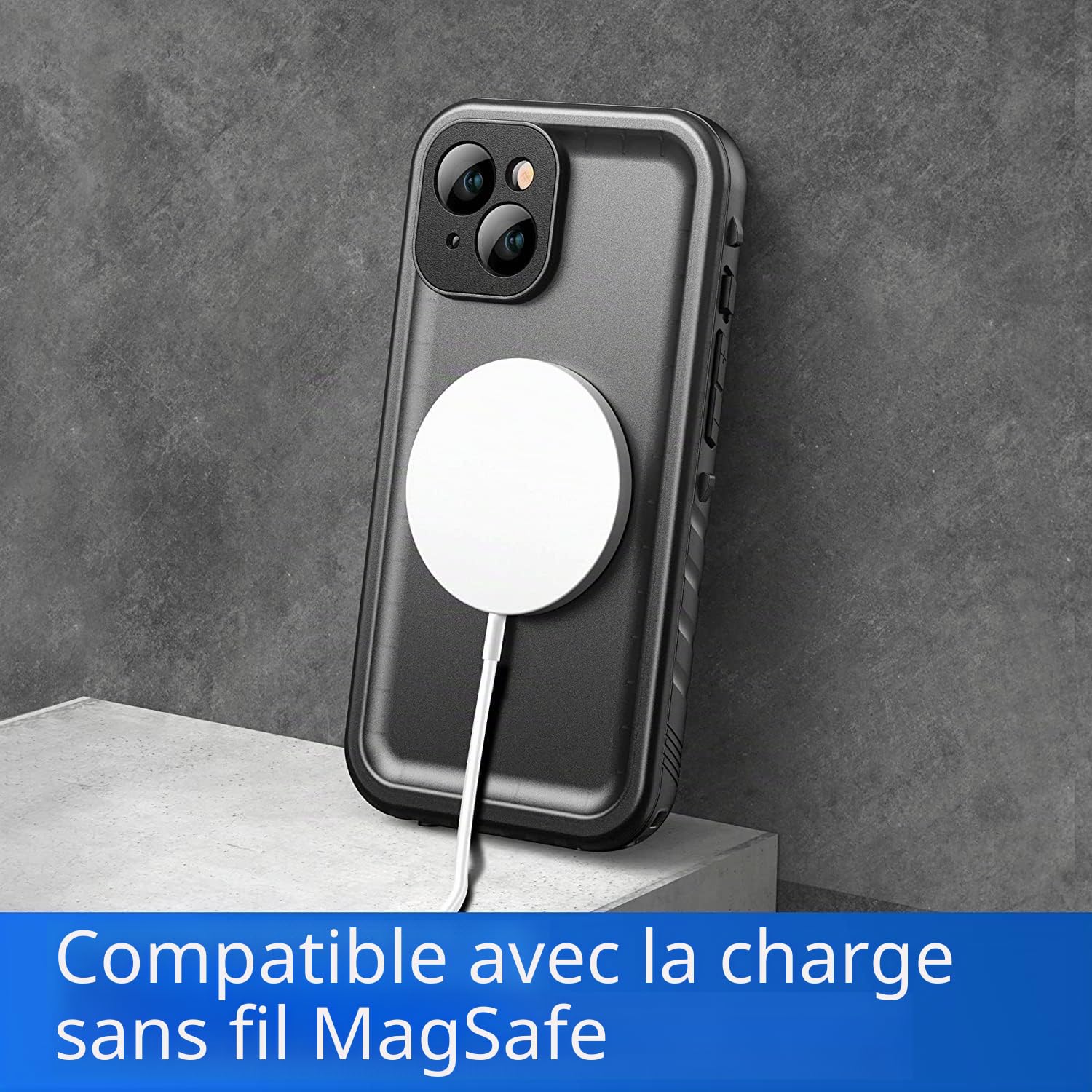 SPORTLINK Coque pour iPhone 13 Étanche Antichoc - 360 degres Incassable Militaire Rigide Intégrale Case/Bumper [IP68 Waterproof/Imperméable] Antipoussière [avec Protection Camera+Écran]-Noir 6,1"