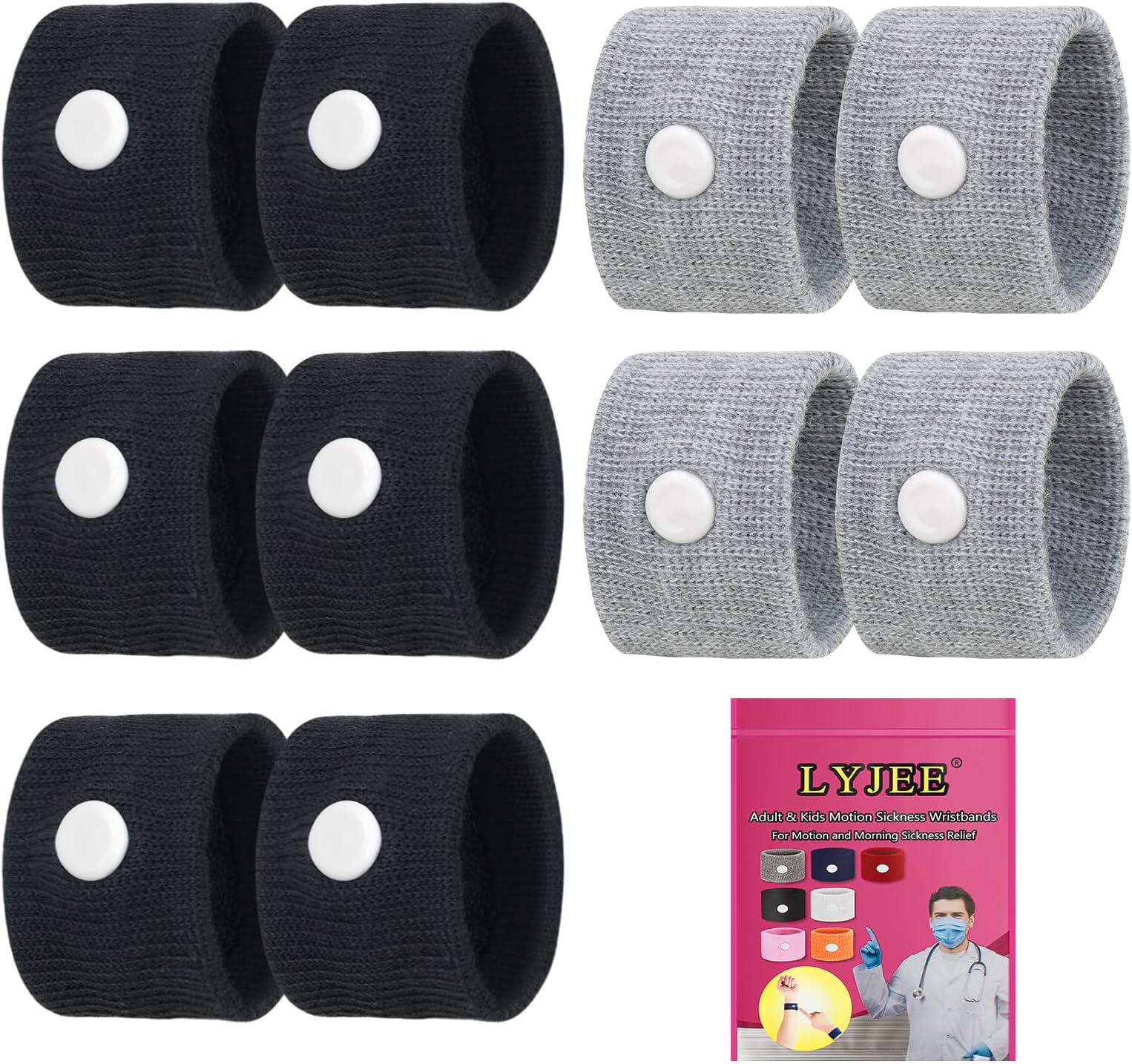 LYJEE Motion Sickness Bands for Adults and Kids Nausea Relief for Pregnant Women Seasickness Wristband for Cruise Ship Essentials