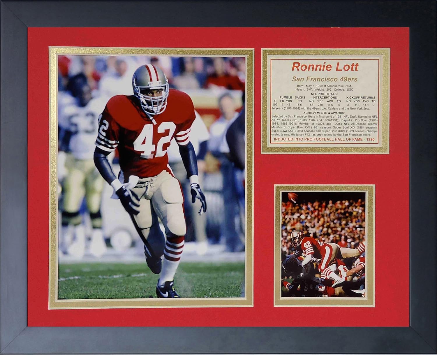 Legends Never Die "Ronnie Lott Framed Photo Collage, 11 x 14-Inch (11432U)