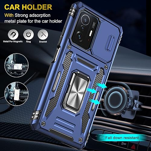 Miniatura 10 de Asuwish Funda de teléfono para Xiaomi Mi 11TMi11T Pro 5G con protector de pantalla de vidrio templado y cubierta de cámara deslizante Soporte de