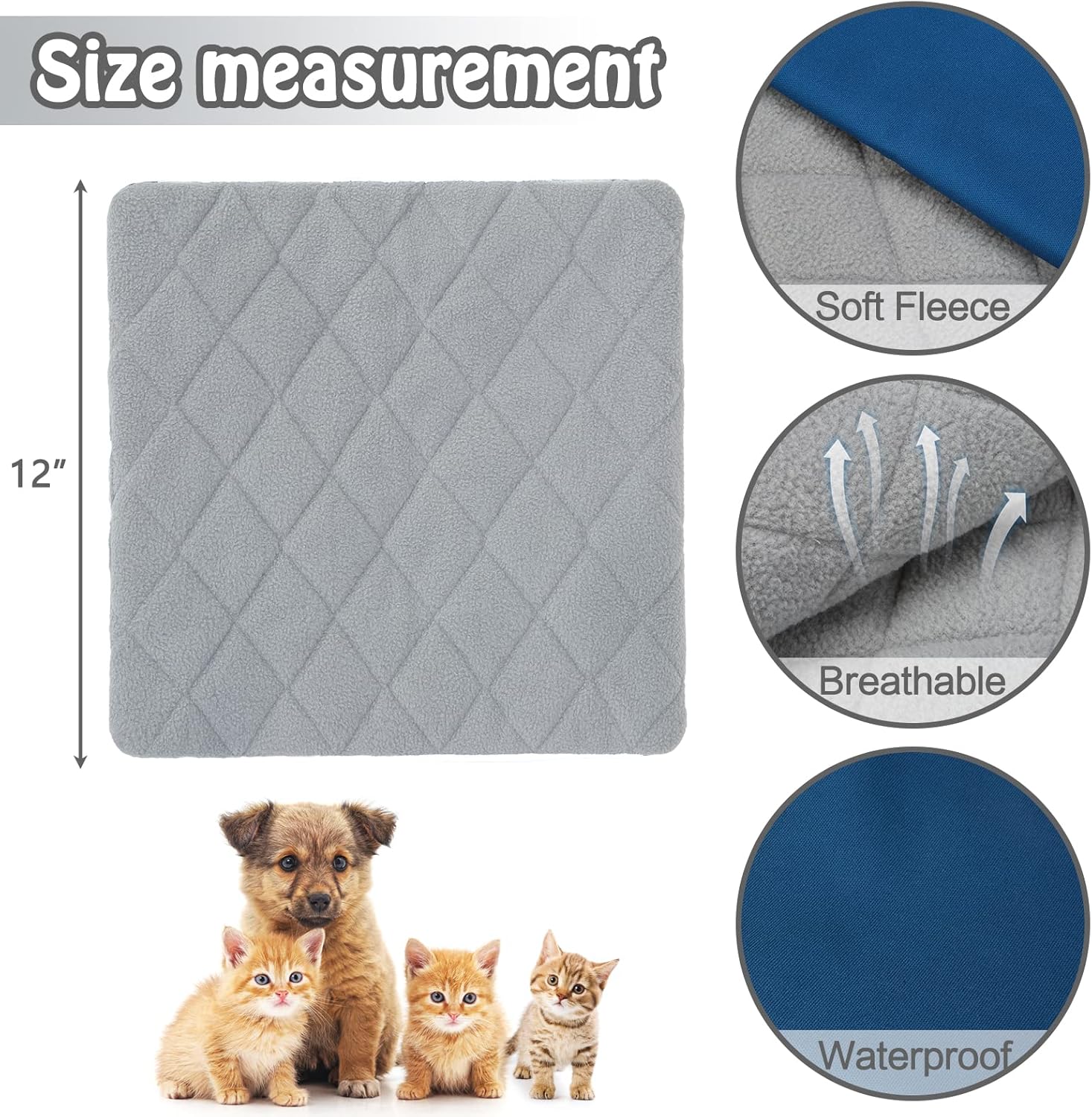 BINGPET Cat Bed Mat- Pack of 4 Soft Fleece Cat Sleeping Pad, Anti-Slip Pet Cat Crate Pad, Machine Washable Pad Mats for Kitten and Small Dogs : Pet Supplies