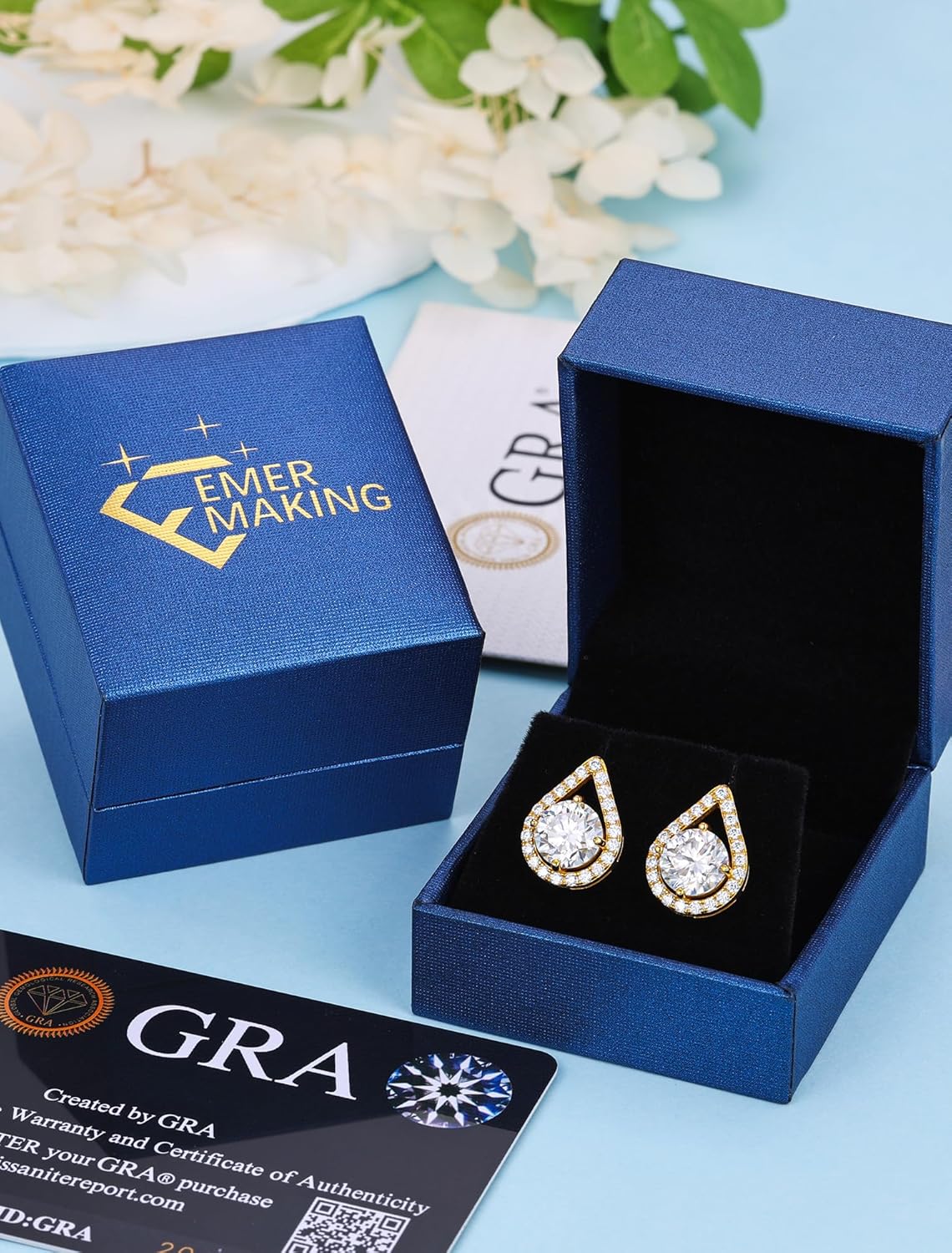 Moissanite Stud Earrings, 18K White/Yellow Gold Vermeil, 925 Sterling Silver 1.0-4.0ct D Color VVS1 Clarity, Lab Created Diamond Stud Friction Back Earring Jewelry Valentines Pendant for Women - Image 8