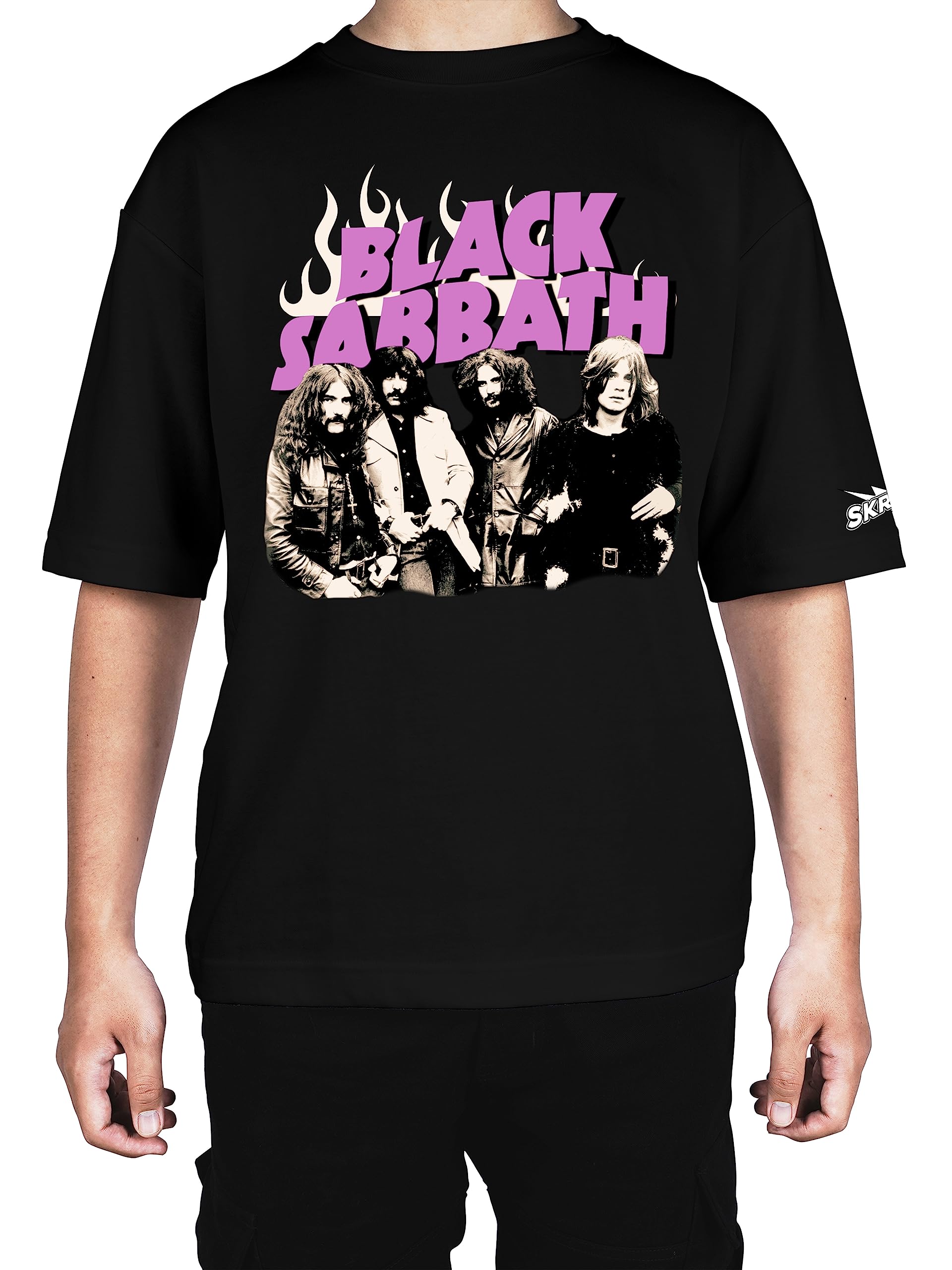 Oversized T-Shirt for Men, Printed Cotton Black Sabbath, Drop Shoulder Round Neck Boxy T-Shirt Baggy, Loose Fit, Half-Sleeve Tee