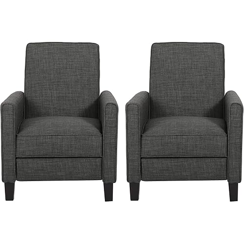 Christopher Knight Home Emmie Fabric Recliner (Set of 2), Moss Gray, Dark Brown