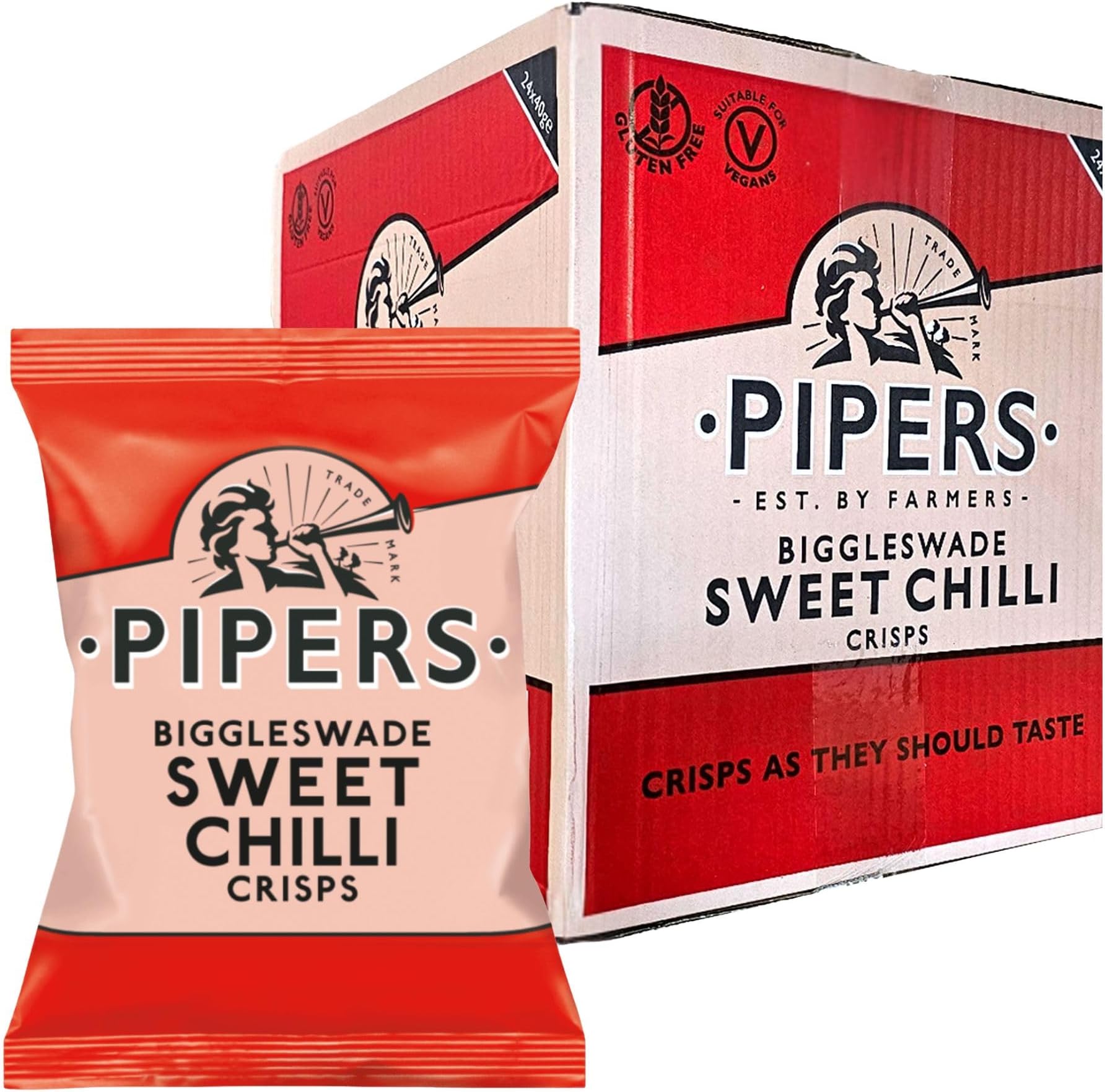 Biggleswade Sweet Chilli Crisps 40g x 24 Packs. Gluten Free
