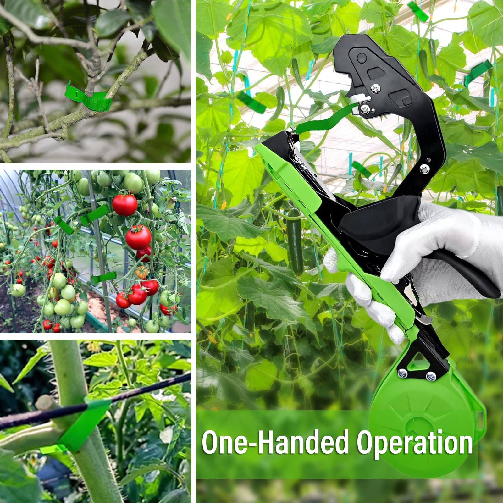 ChenQuanSarl-Machine À Nouer Les Plantes Tuteur Tomate Cerclage Machine Outil Jardinage Plante Liee Outils Jardinage Avec 20 Rouleaux De Ruban Adhesif Vert Pour Jardin Fruits Legumes Fleurs Tomates V