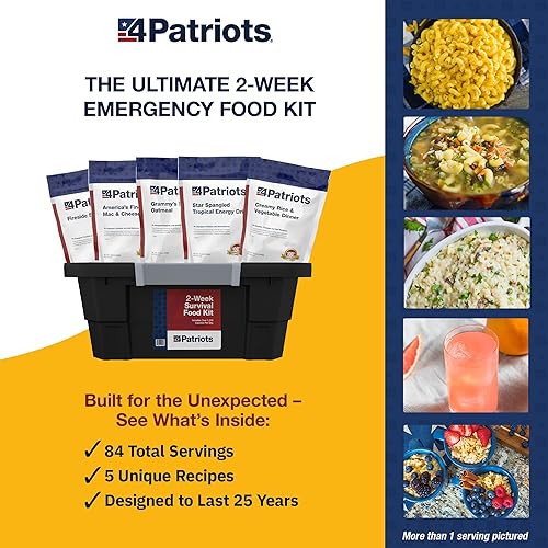 Miniatura 2 de 4Patriots Kit de supervivencia de suministro de alimentos de emergencia de 2 semanas, perfecto para acampar, alimentos liofilizados, diseñados para
