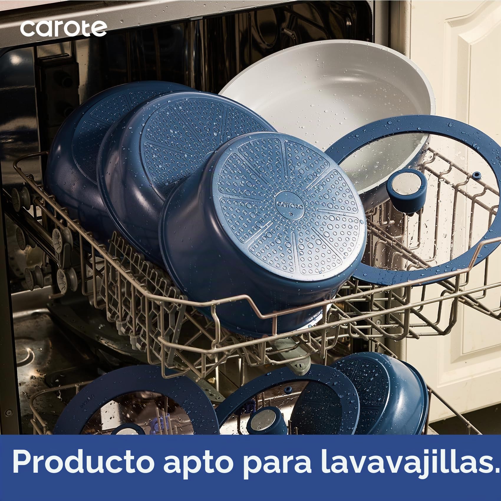 CAROTE Juego de 25 utensilios de cocina de cerámica, juego de ollas y sartenes antiadherentes, juegos de utensilios de cocina de inducción, juego de utensilios de cocina antiadherentes para RV con