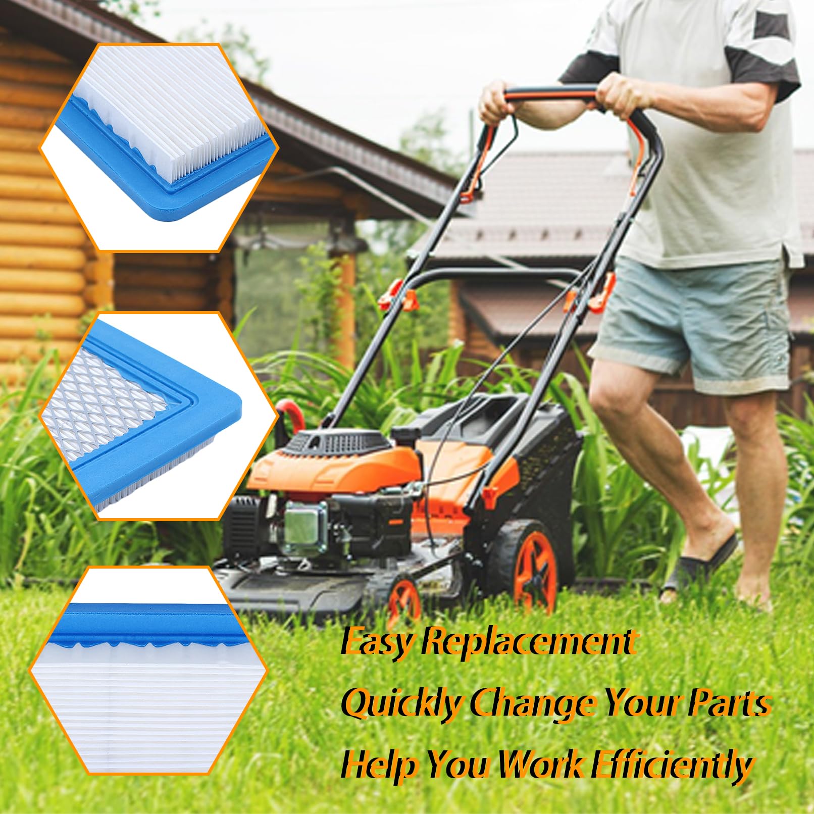 Mtanlo Air Filter For 491588S Lawnmowers Replacement, For 491588 399959 491588S Replaces J19LM Spark Plug 5108B Oil Filter - Image 4