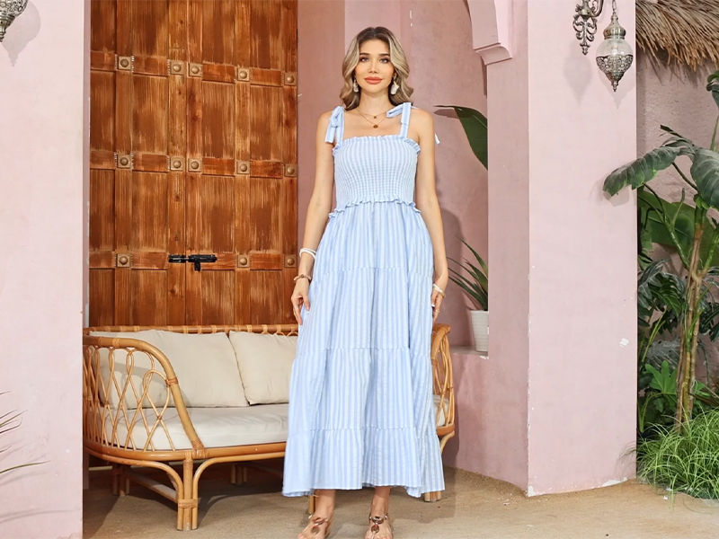 white christmas dresses Textured Ruffle Rayon/Cotton Midi Dress main image 1