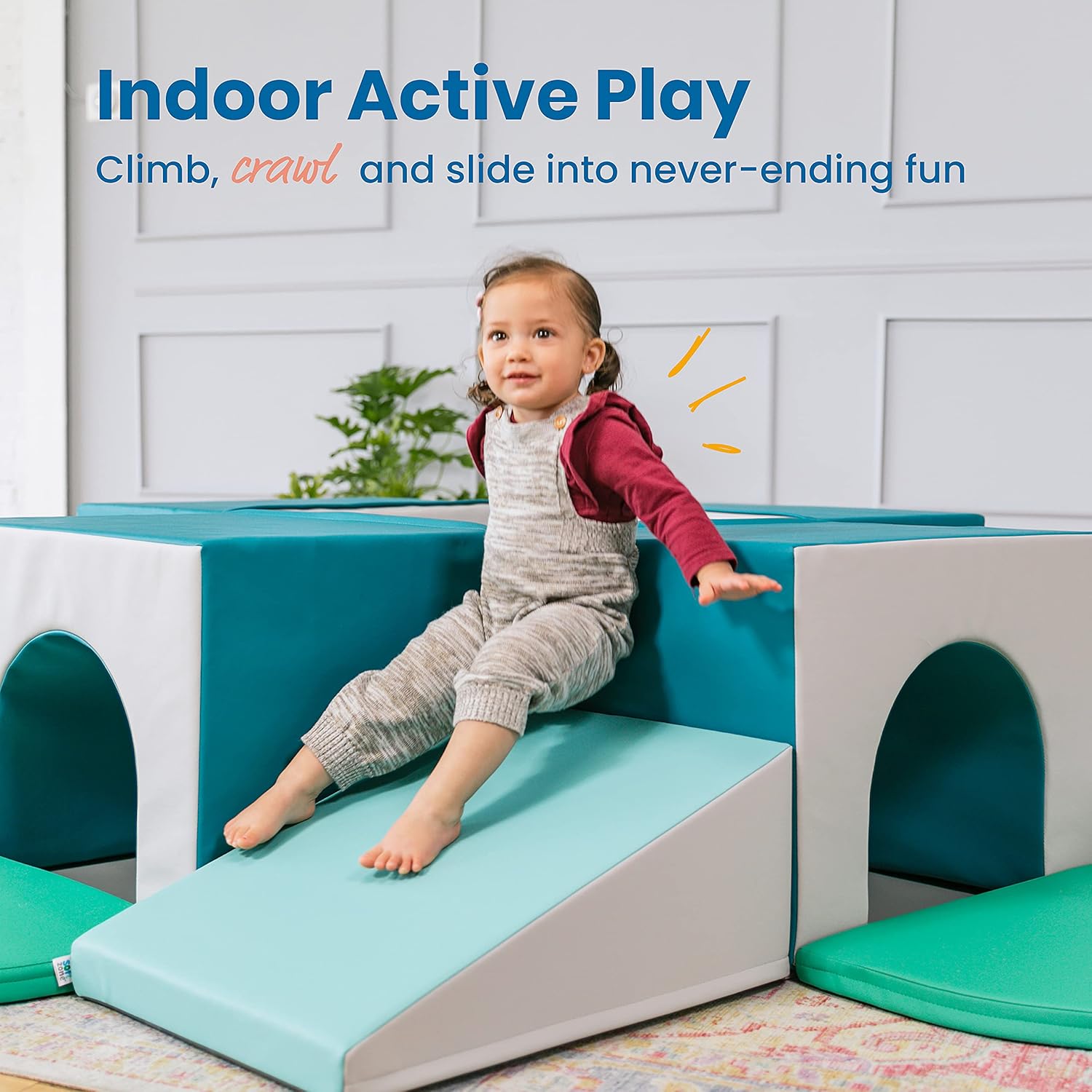ECR4Kids SoftZone Four Tunnel Maze 360 Degree Climber, Toddler Playset, Contemporary, 15-Piece