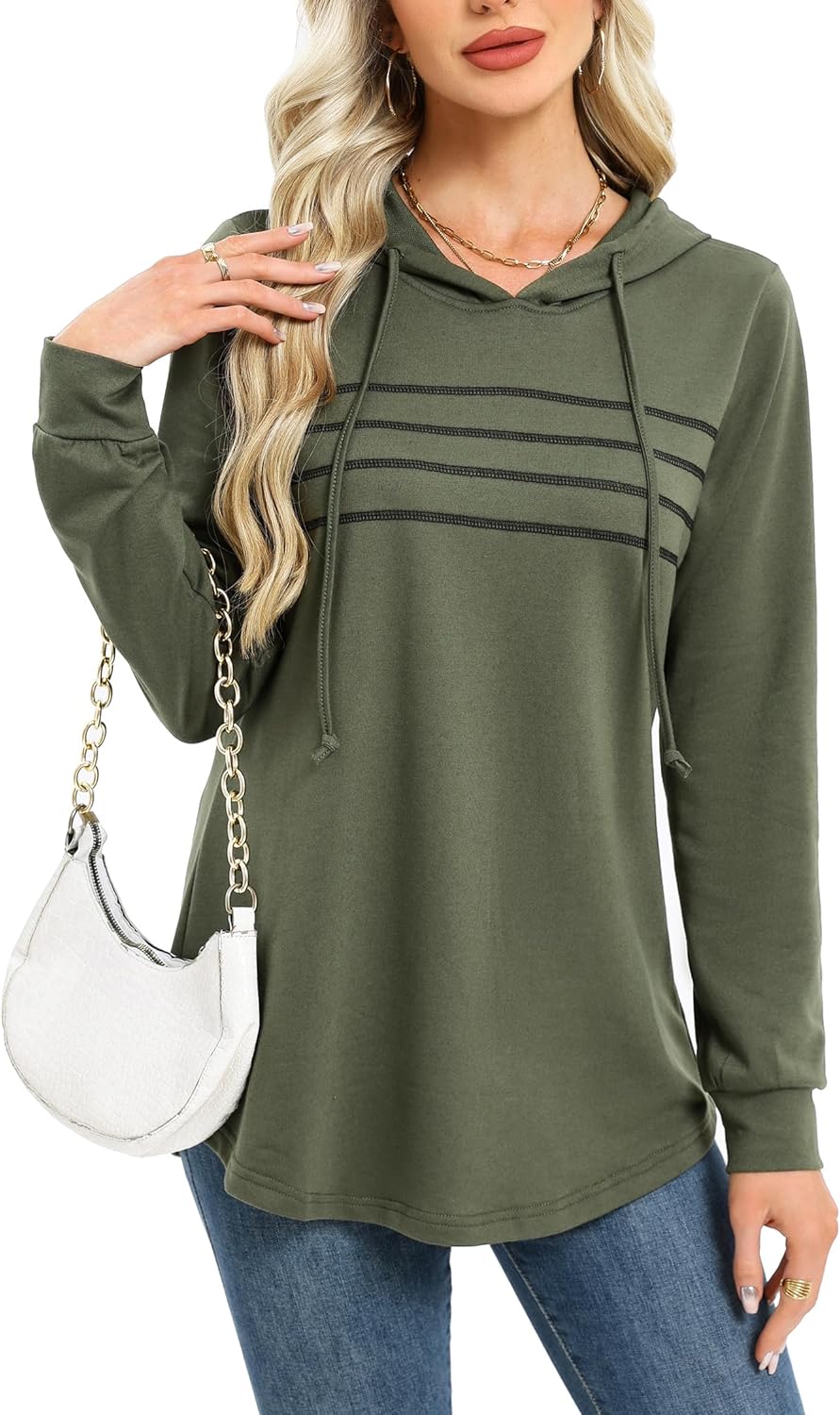 Womens Hoodies Lightweight Long Sleeve Casual Tops Loose Fit Trendy Comfy Pullover Sweatshirts - Image 3