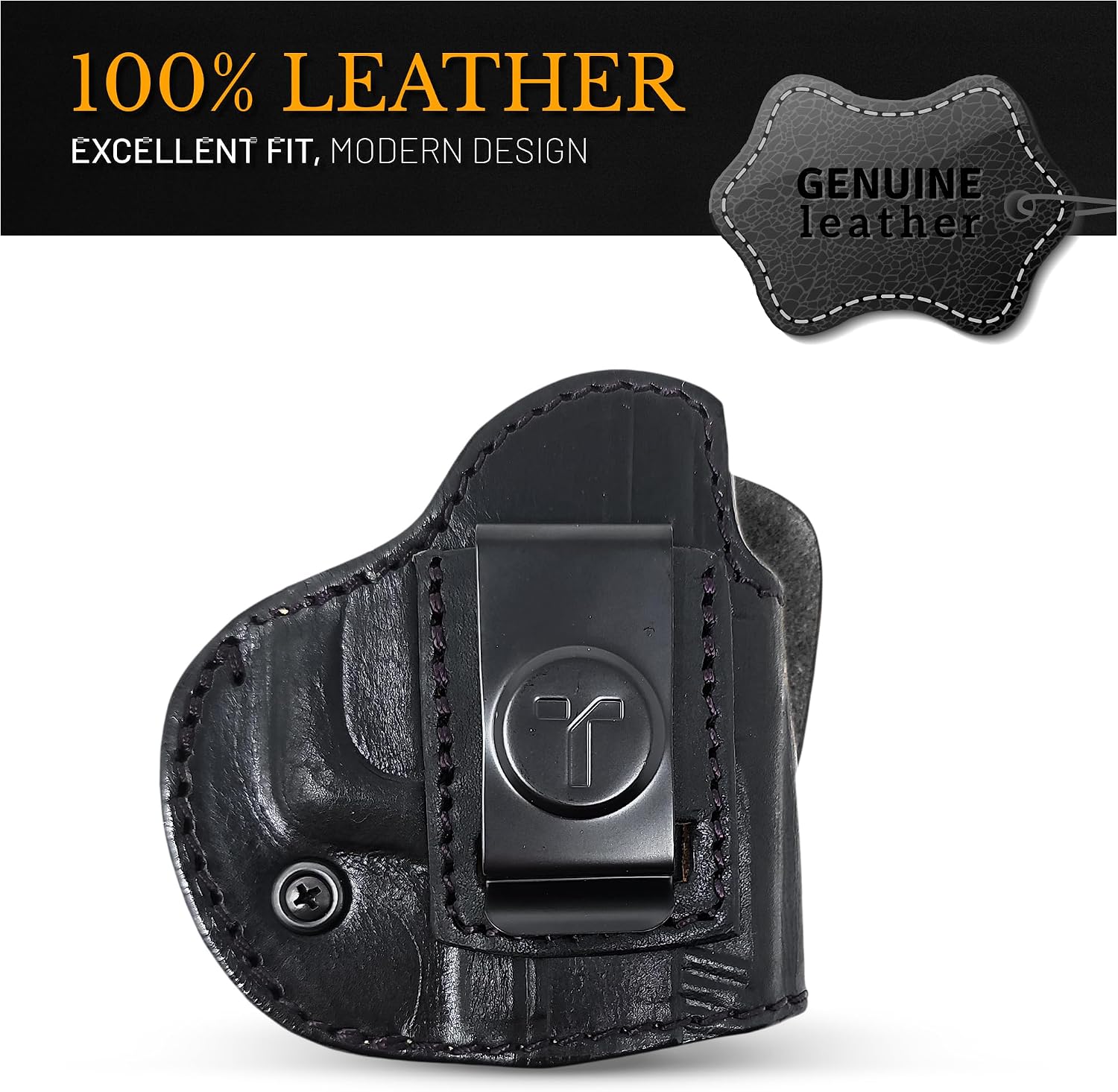 4 in 1 Multi Position IWB/OWB Leather Holster Optic Ready. Leather Gun Holster Glock 26 27, Taurus G2C G3C, Shield 9mm w CT Laser.