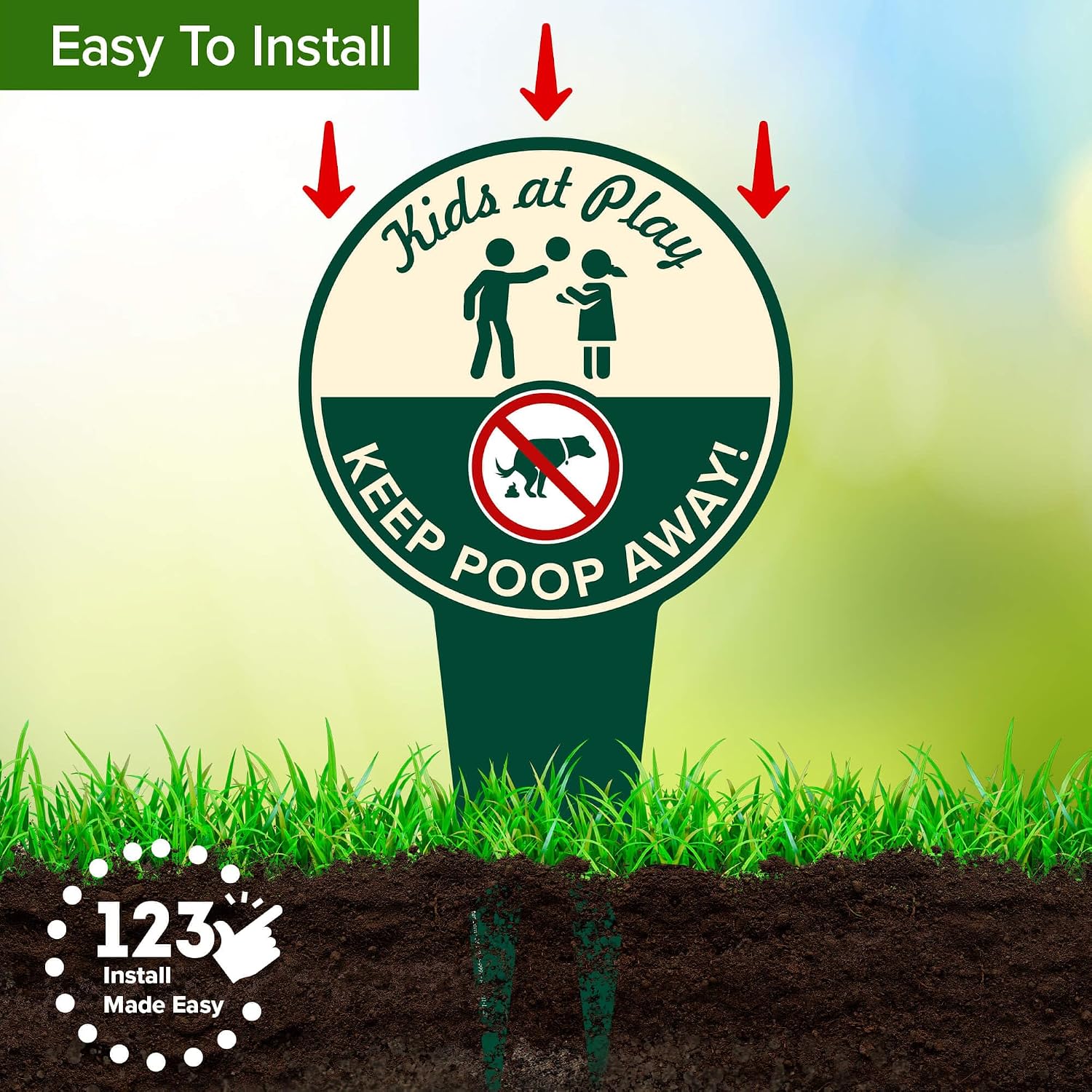 Kids at Play, Keep Poop Away Sign, 11x21, Heavy Duty Integrated Ground Stakes, Indoor/Outdoor Use, Rust Free Aluminum Composite, Made in USA by My Sign center