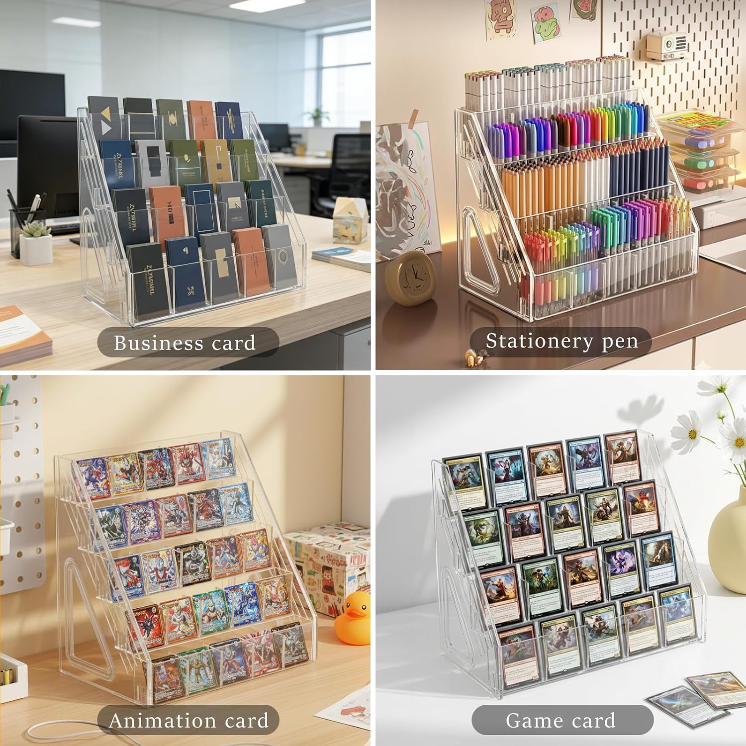 Sticker Display Stand, 5-Tier 25 Pockets Clear Acrylic Card Display Stand, Snap-On Shelves for PSA Graded Card, Sports Cards,Trading Cards, Greeting Cards, Postcards, Marker pen Collectors & Retail