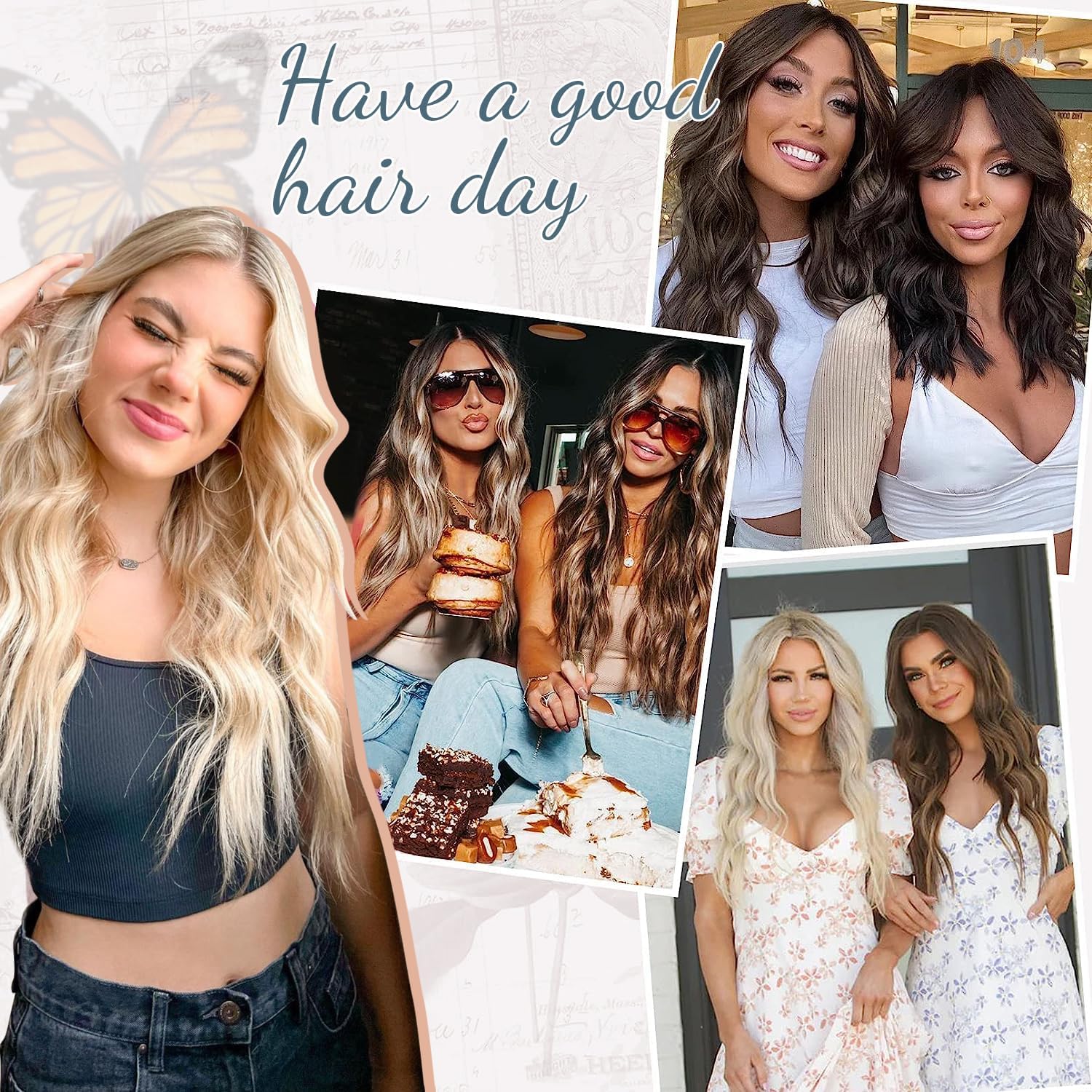 Ms TAj Brown Halo Hair Extensions 16 inch with Adjustable Size Removable Clips Invisible Secret Synthetic Curly Hairpiece for Women… - Image 4