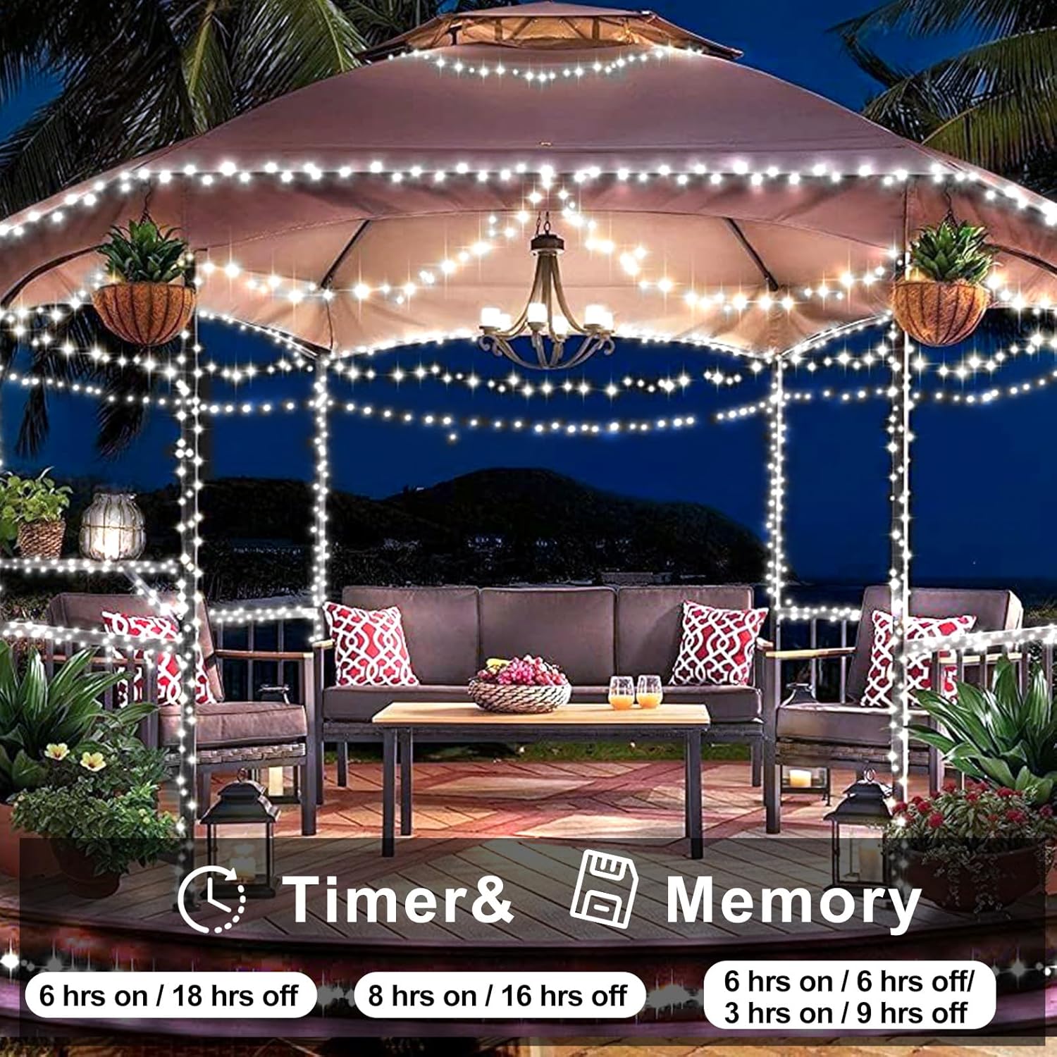 403FT 1000 LED Christmas String Lights Outdoor with 8 Modes Timer Memory Function Waterproof Fairy Lights Plug in for Party Xmas Tree Yard Wedding Outside Indoor Decorations(Cold White)