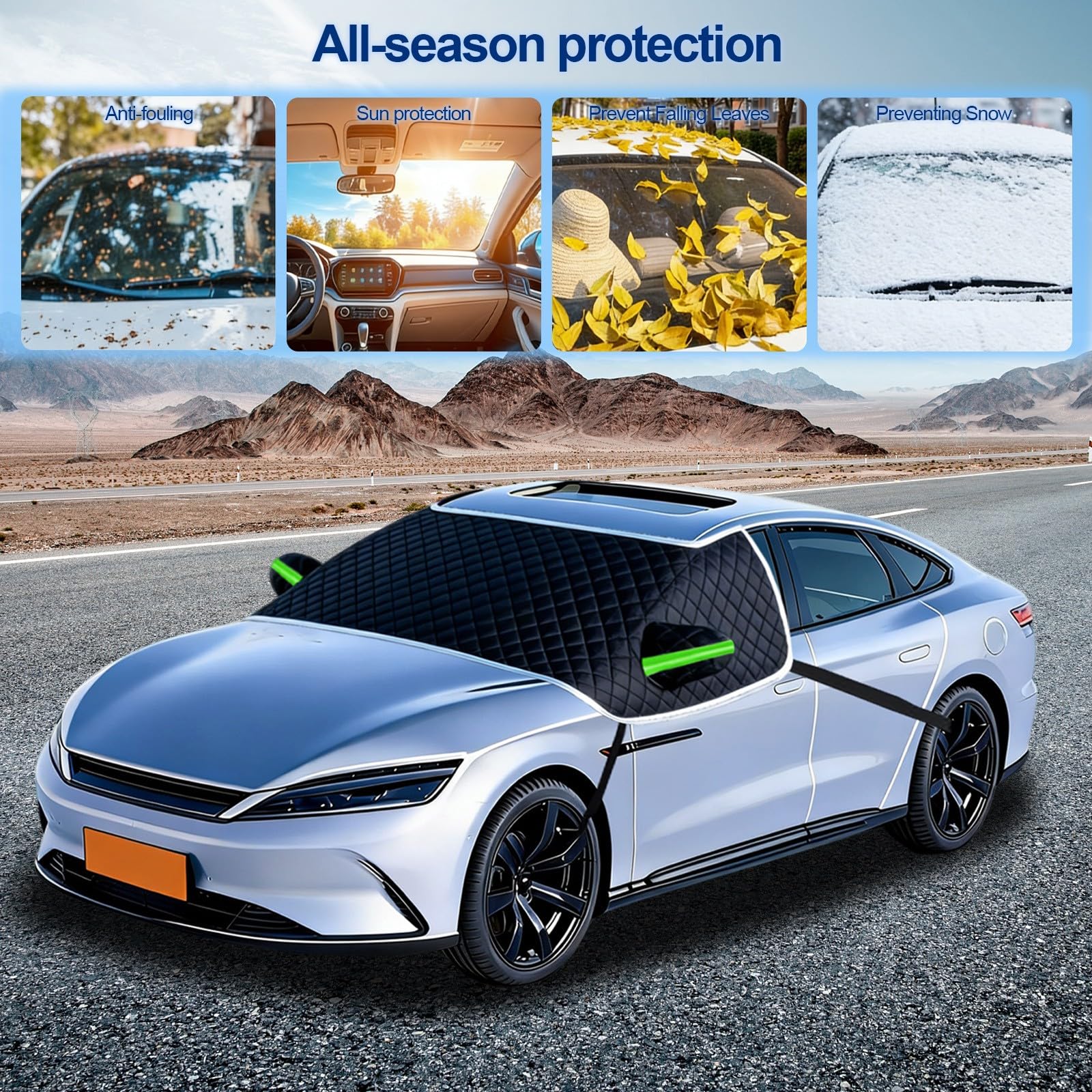 Generisch Frontscheibenabdeckung Scheibenabdeckung Auto Winter Frostabdeckung für Ford Mustang VI/VII Fastback 2015-2025, Enteisungsschutz, Sonnenschutz, Schneeschutz und Fensterschutz