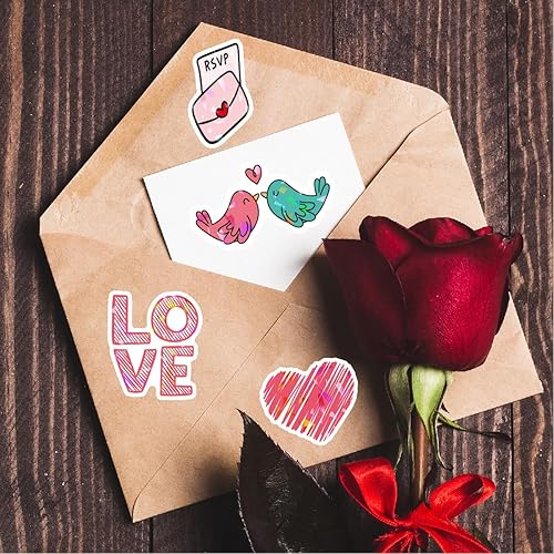 Miniatura 5 de Calcomanías de amor en forma de corazón, 100 unidades, calcomanías de vinilo impermeables para el día de San Valentín, boda, equipaje, laptop,