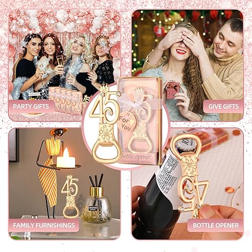 Miniatura 5 de 24 boxes of rose gold themed 45th birthday bottle openers, suitable for 45th anniversary wedding party gifts, 45th birthday party souvenirs or party