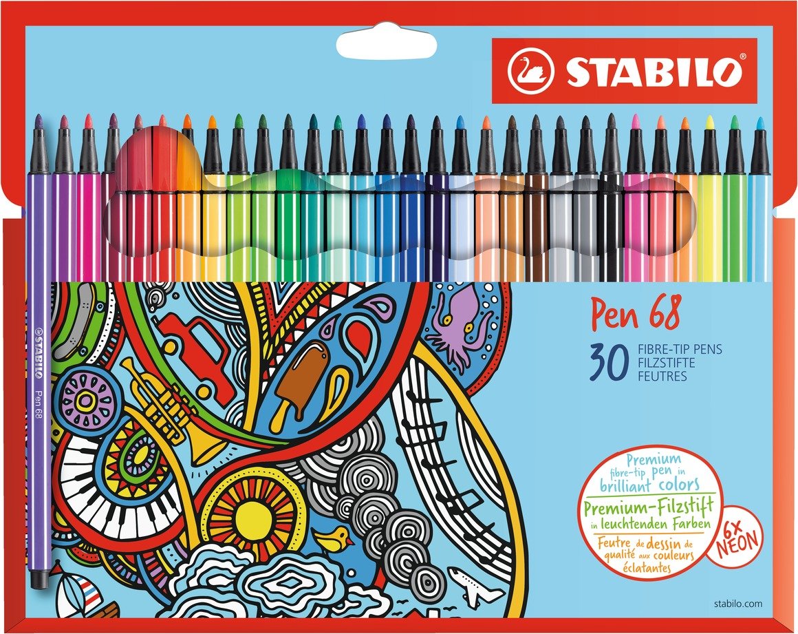 STABILO - Stifte-Set - Premium-Filzstift - Pen 68 - 30er Pack & Fineliner - point 88 - 30er Rollerset
