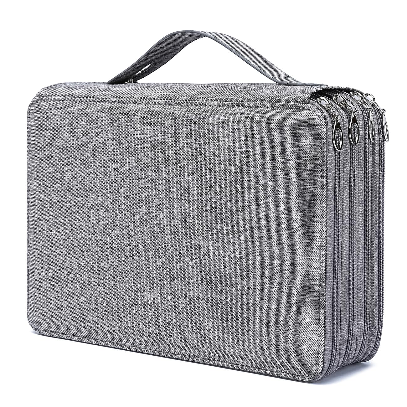 YOUNGCOL 200 Slots Colored Pencil Case - Deluxe Oxford Fabric Pencil Organizer Holder With Zipper Closure Large Pencil Box for Colored Pencils Watercolor Pencils(Gray, 200 Slots)