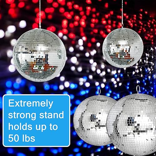 Miniatura 4 de Alytimes Bola de discoteca con espejo, bola de discoteca plateada de 8 pulgadas, genial y divertida, decoración de fiesta grande, diseño de fiesta