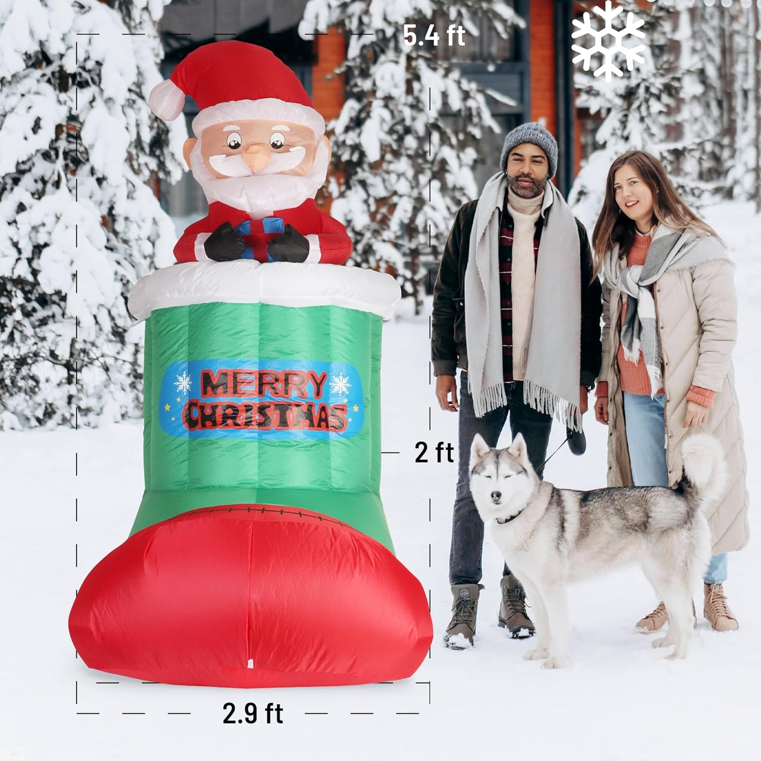 Primo Lines 6ft Christmas Inflatable Santa Claus – Outdoor Decorations with Built-in LEDs, Blow-Up Santa for Yard Decorations, Xmas Decorations for Indoor, Garden, Lawn, Winter Decor - Image 6