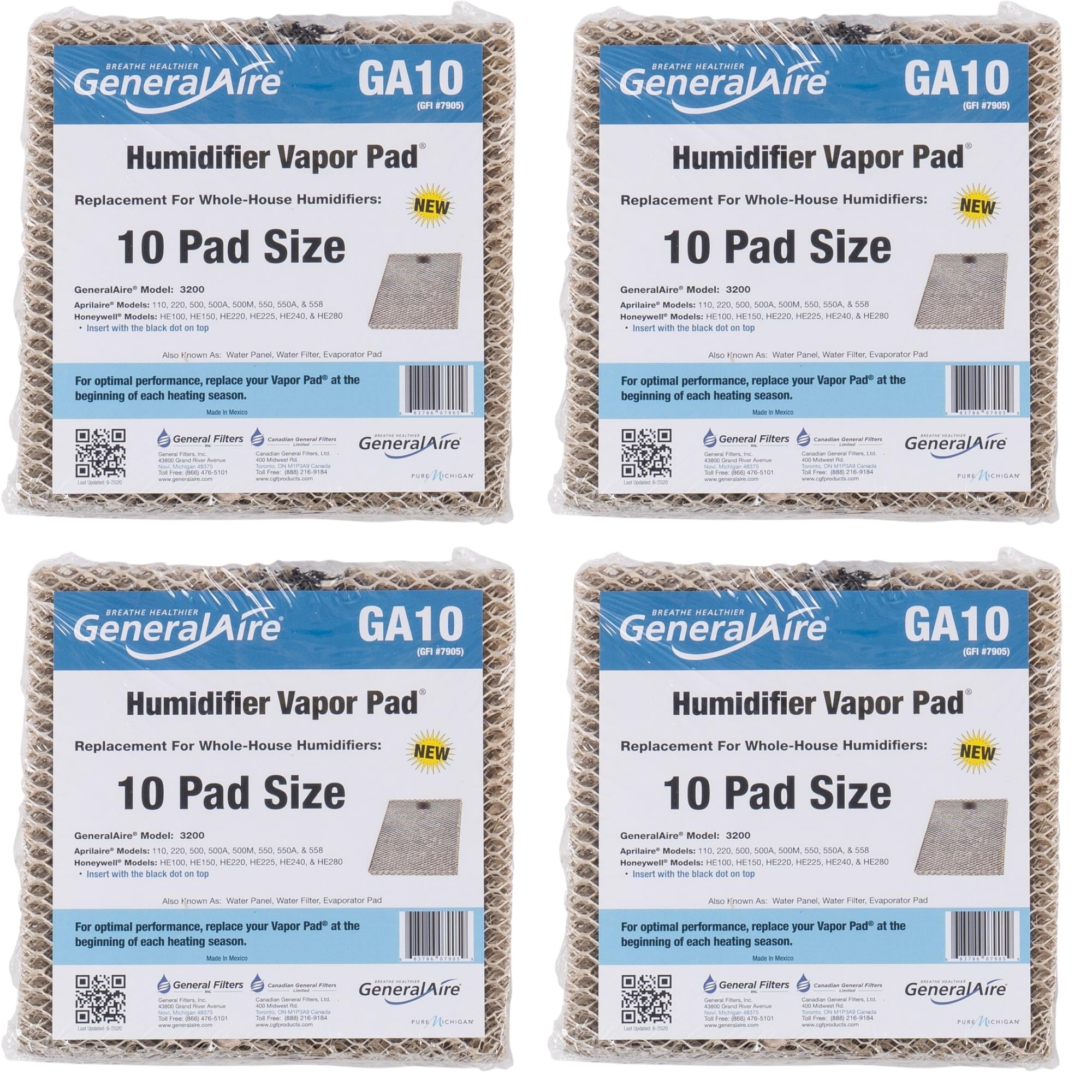 4-PK-Generalaire GA10 Humidifier Vapor Pad For Model 3200 General and Other Brands.-#7905