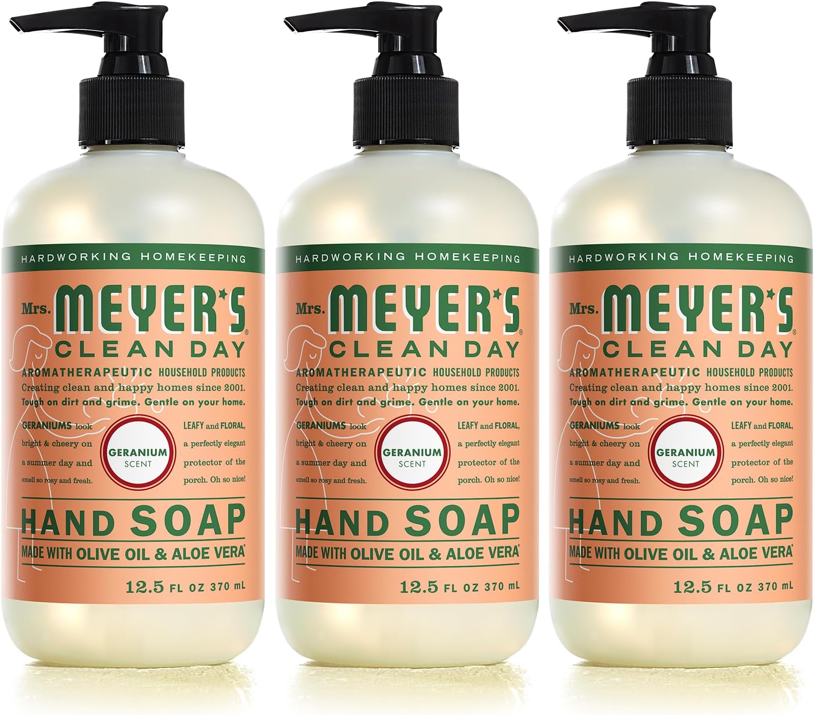 Hand Soap, Made with Essential Oils, Biodegradable Formula, Geranium, 12.5 fl. oz - Pack of 3