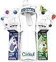 Cirkul 32oz. BPA-Free Plastic Water Bottle Starter Kit with Navy Lid, 2 Flavor Cartridges (1 LifeSip Blueberry Grape, 1 GoSip Kiwi Berry) No Sugar, Zero Calorie Drink Mix
