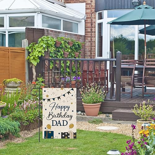 Miniatura 7 de WeBenison Bandera de arpillera para jardín de cumpleaños de padre, doble cara, 18 x 12 pulgadas, reutilizable, diseño único, ideal para decoraciones