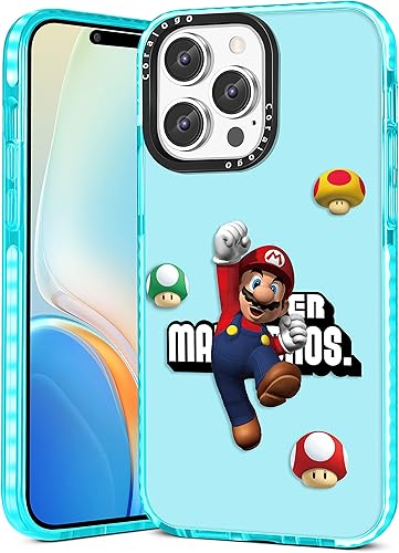 Coralogo Funda para iPhone 14 Pro Max bonita funda de dibujos animados Malio de personajes japoneses divertida diseño de hongos rojos para hombres