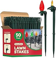Sewanta Christmas Light Yard Stakes Set of 50 - 8.5" Tall Universal Outdoor Stakes for Pathway Lights, Driveways & Yards - USA Made