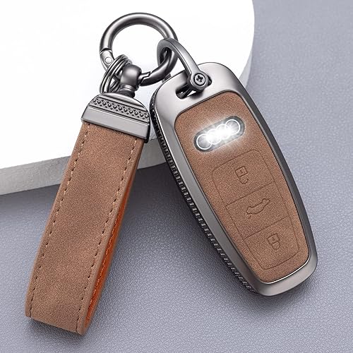 YO&YOYE Compatible con funda para llavero Audi, Model2-marrón