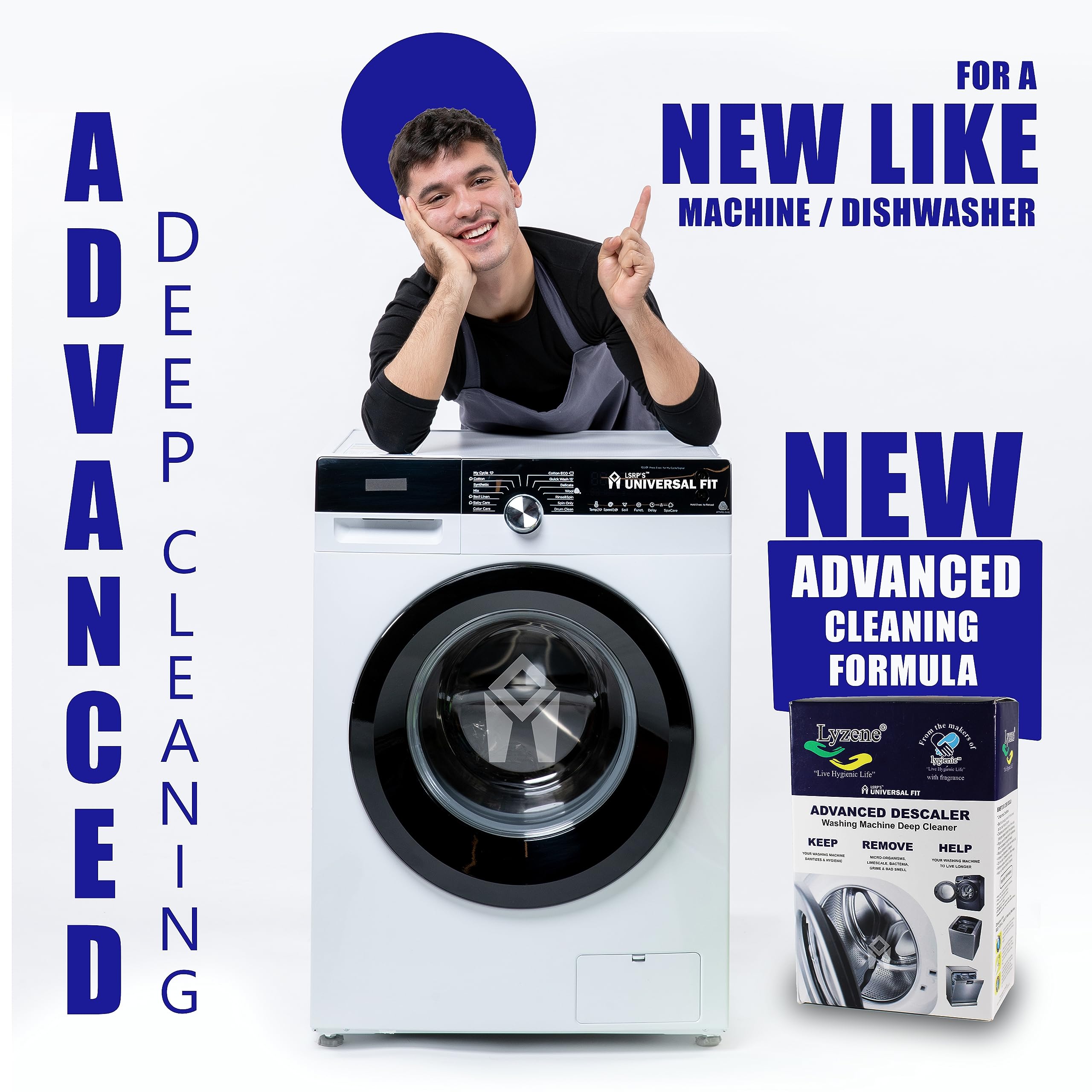 LSRP'S Universal Fit Advanced Deep Cleaning Powder Descaler For Washing Machine Top Load/Front Load Drum Cleaner/Dishwasher Descale Clean Replacement For Tub Cleaner For Washing Machine - 450gm 3