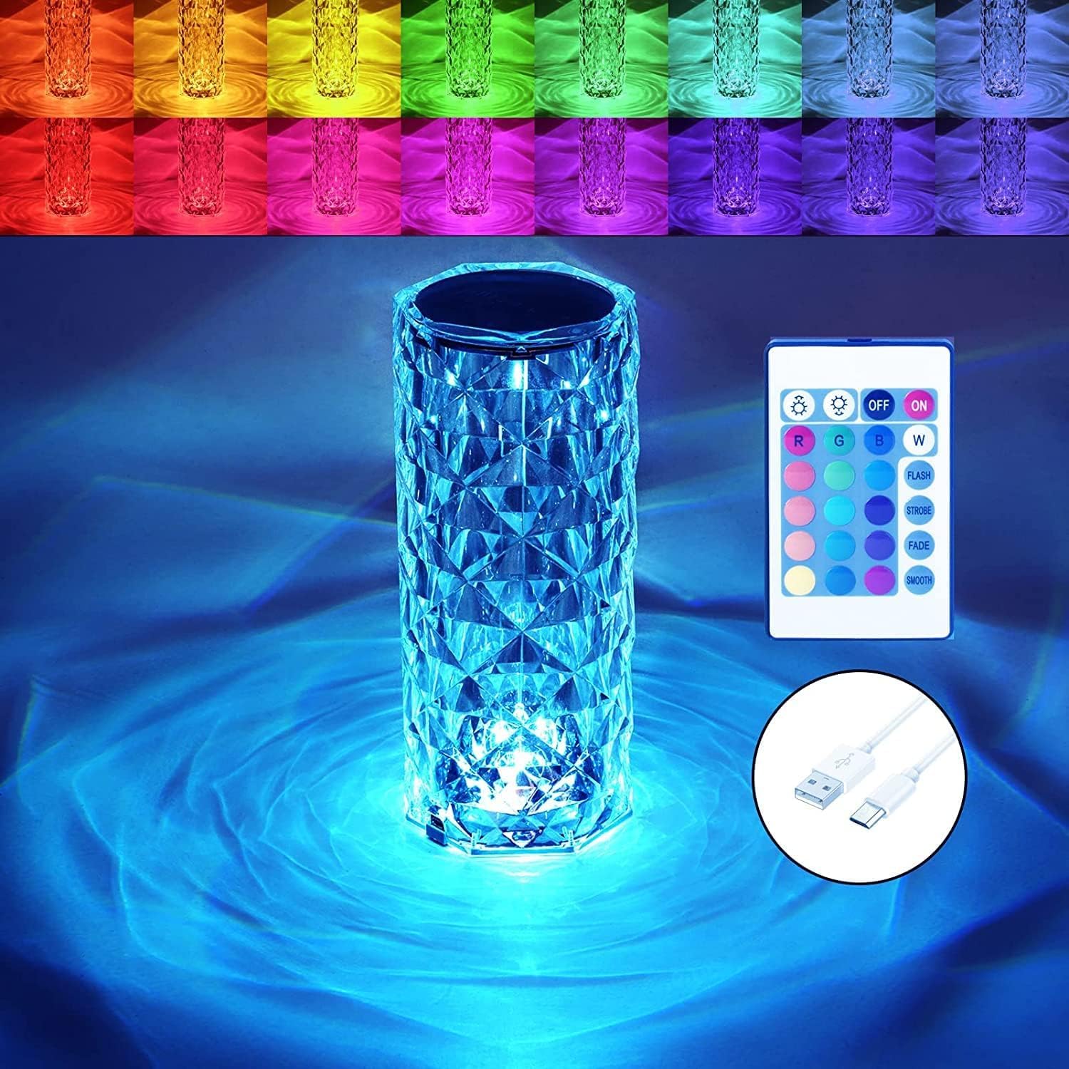 RudraLandRudraLand Night Light for Kids, Room Decor, USB Rechargeable, Cute LED Multicolor Gifts for Baby, Children, Toddlers, Teen Girls (Crystal Lamp)